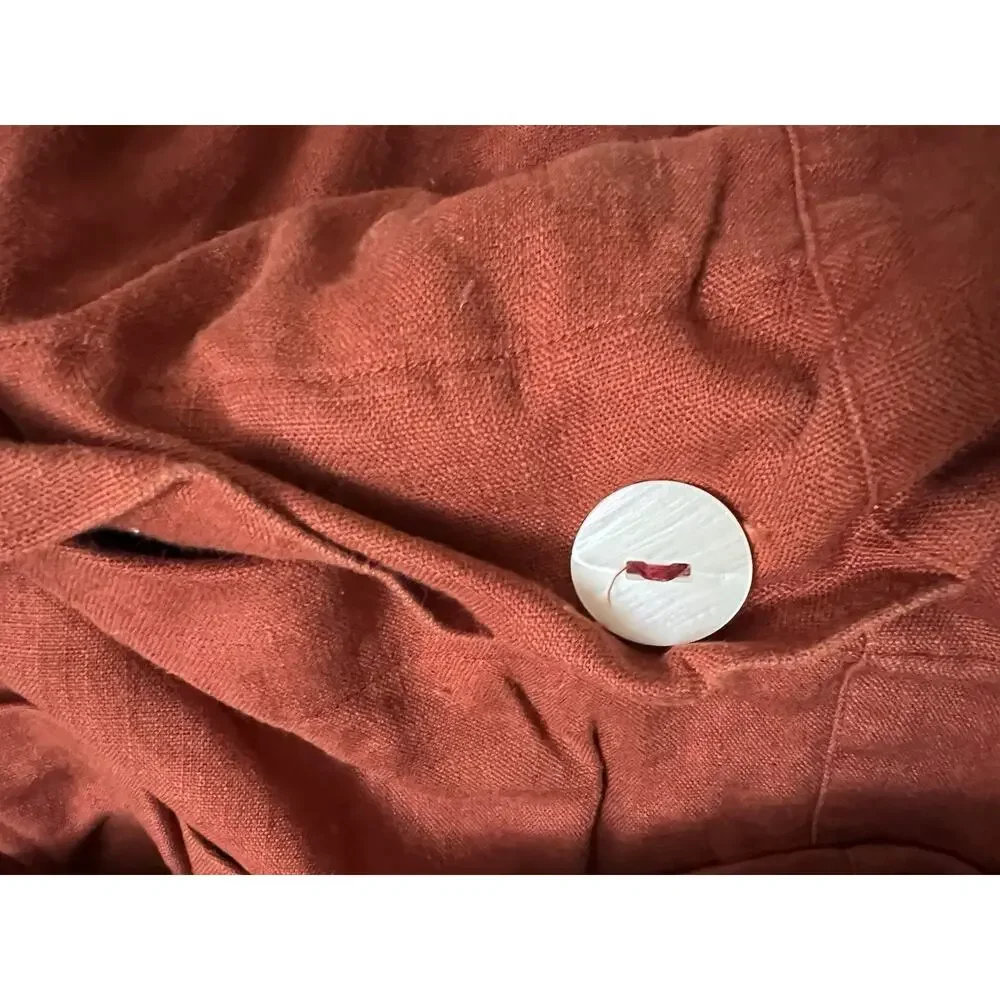 POTTERY BARN 100% FLAX LINEN DUVET COVER Twin Rust RED BERRY